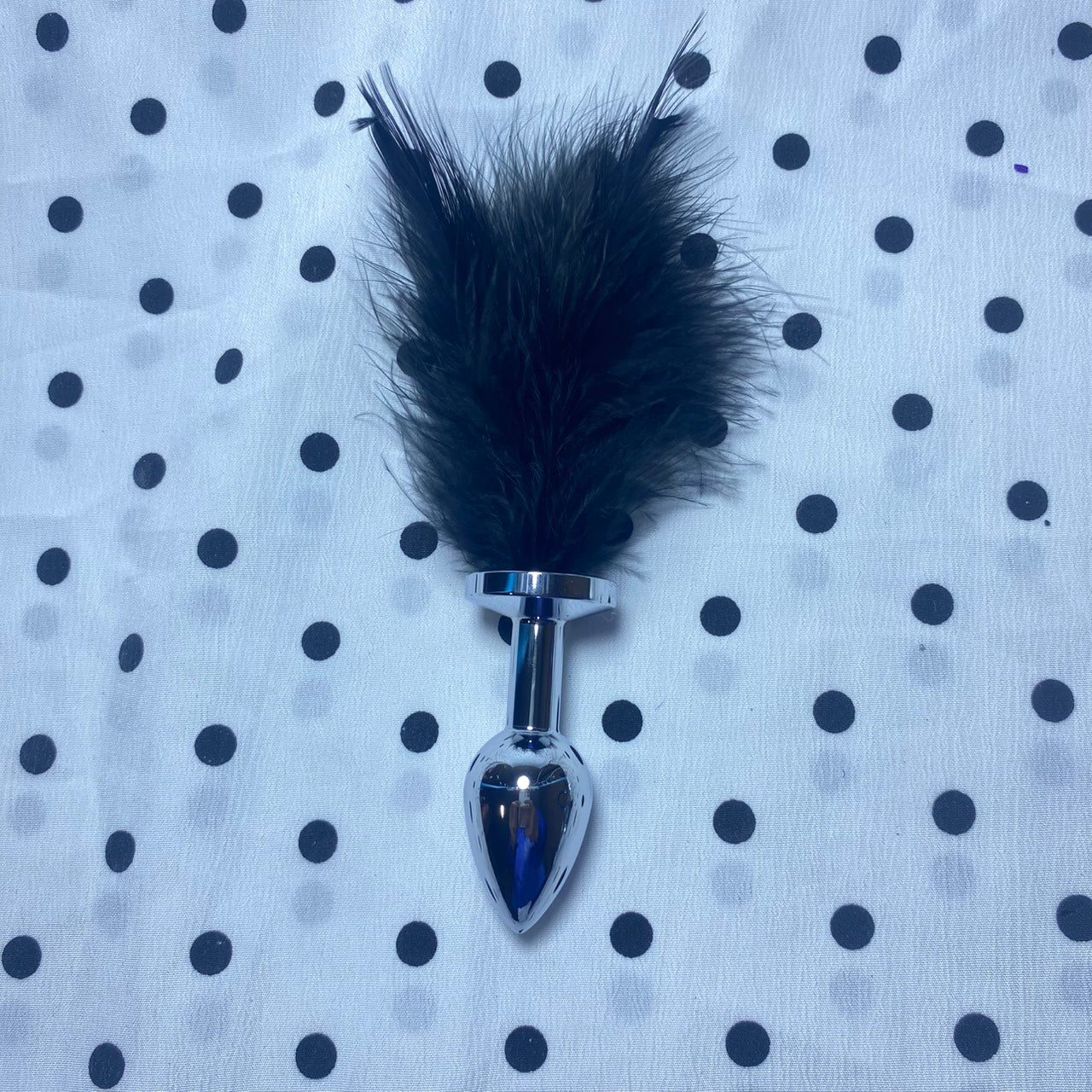 ปลั๊กทวารหนักสำหรับผู้ใหญ่ ปลั๊กหางโลหะติดขนนกสีดำ Black Feather Metal Anal Plug